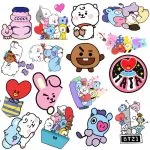 New-Bt21-Stickers-Waterproof-Stickers-Kawaii-Anime-Luggage-Car-Fridge-Helmet-Stickers-Cute-Cartoon-Stickers-50Pcs