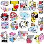New-Bt21-Stickers-Waterproof-Stickers-Kawaii-Anime-Luggage-Car-Fridge-Helmet-Stickers-Cute-Cartoon-Stickers-50Pcs