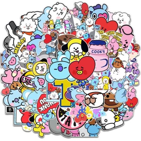 New Bt21 Stickers Waterproof Stickers Kawaii Anime Luggage Car