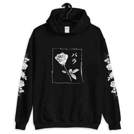 Black/White Rose Oversized Aesthetic Hoodie