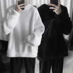 SOFT Oversized Sweatshirts Lamb Hair Solid Sleeve Sweatshirt Soft