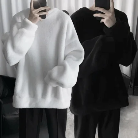 SOFT Oversized Sweatshirts Lamb Hair Solid Sleeve Sweatshirt Soft