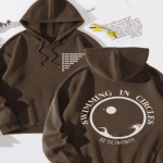 Swimming Circles Hoodie, Infinity Aesthetic Forest Green Brown Y2K Hooded Sweat