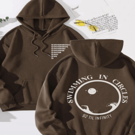 Swimming Circles Hoodie, Infinity Aesthetic Forest Green Brown Y2K Hooded Sweat