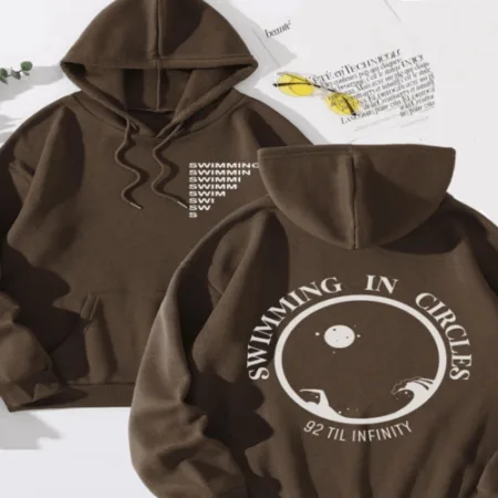 Swimming Circles Hoodie, Infinity Aesthetic Forest Green Brown Y2K Hooded Sweat