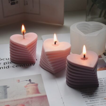 3D Rotating Love Candle Mold Stacking Heart-shaped Aromatic