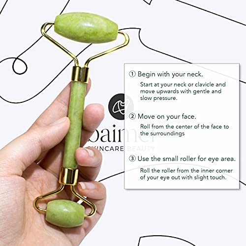 BAIMEI-Jade-Roller-Gua-Sha-Set-Face-Roller-and-Gua-Sha-Facial-Tools-for-Skin-Care-Routine-and-Puffiness-Green-0-3