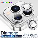 For IPhone 13 14 11 Pro Max Diamond Metal Camera Protector