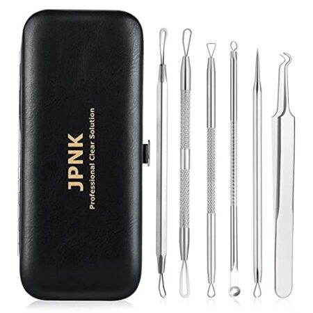 JPNK Blackhead Remover Tool Comedones Extractor Acne Removal Kit for Blemish, Whitehead Popping, 6 Pcs Zit Removing for…