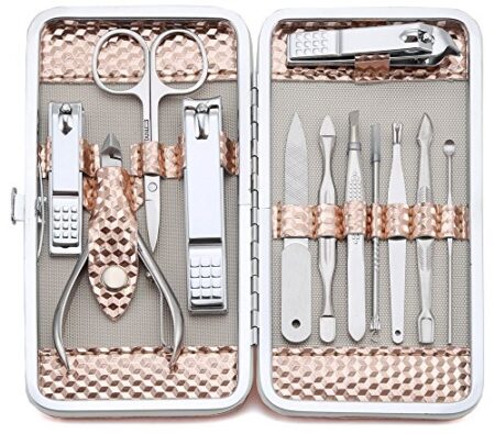 Manicure Set Professional Nail Clippers Kit Pedicure Care Tools- Stainless Steel Grooming Kit 12Pcs for Travel or Home…