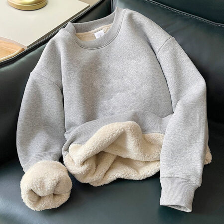 Men Winter Fleece Thickened Sweatshirts Male Retro neck Long