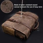 Mens-Messenger-Bag-156-Inch-Waterproof-Vintage-Genuine-Leather-Waxed-Canvas-Briefcase-Large-Leather-Computer-Laptop-Bag-Rugged-Satchel-Shoulder-Bag-Brown-0