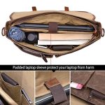 Mens-Messenger-Bag-156-Inch-Waterproof-Vintage-Genuine-Leather-Waxed-Canvas-Briefcase-Large-Leather-Computer-Laptop-Bag-Rugged-Satchel-Shoulder-Bag-Brown-0
