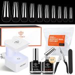 Modelones-Nail-Tips-and-Glue-Gel-Kit-Gel-x-Nail-Kit-4-in-1-Nail-Glue-Gel-Ultra-Portable-LED-Nail-Lamp-with-500Pcs-Coffin-Nail-Nail-Prep-Dehydrate-and-DIY-Nail-Art-Tools-Gel-Nail-Extension-Kit-0