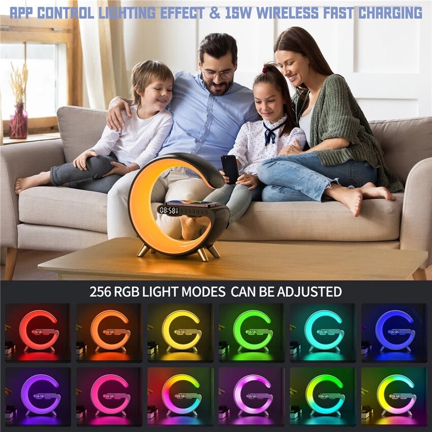 Multifunctional-Wireless-Charger-Alarm-Clock-Speaker-APP-Control-RGB-Night-Light-Charging-Station-for-Iphone-11-3