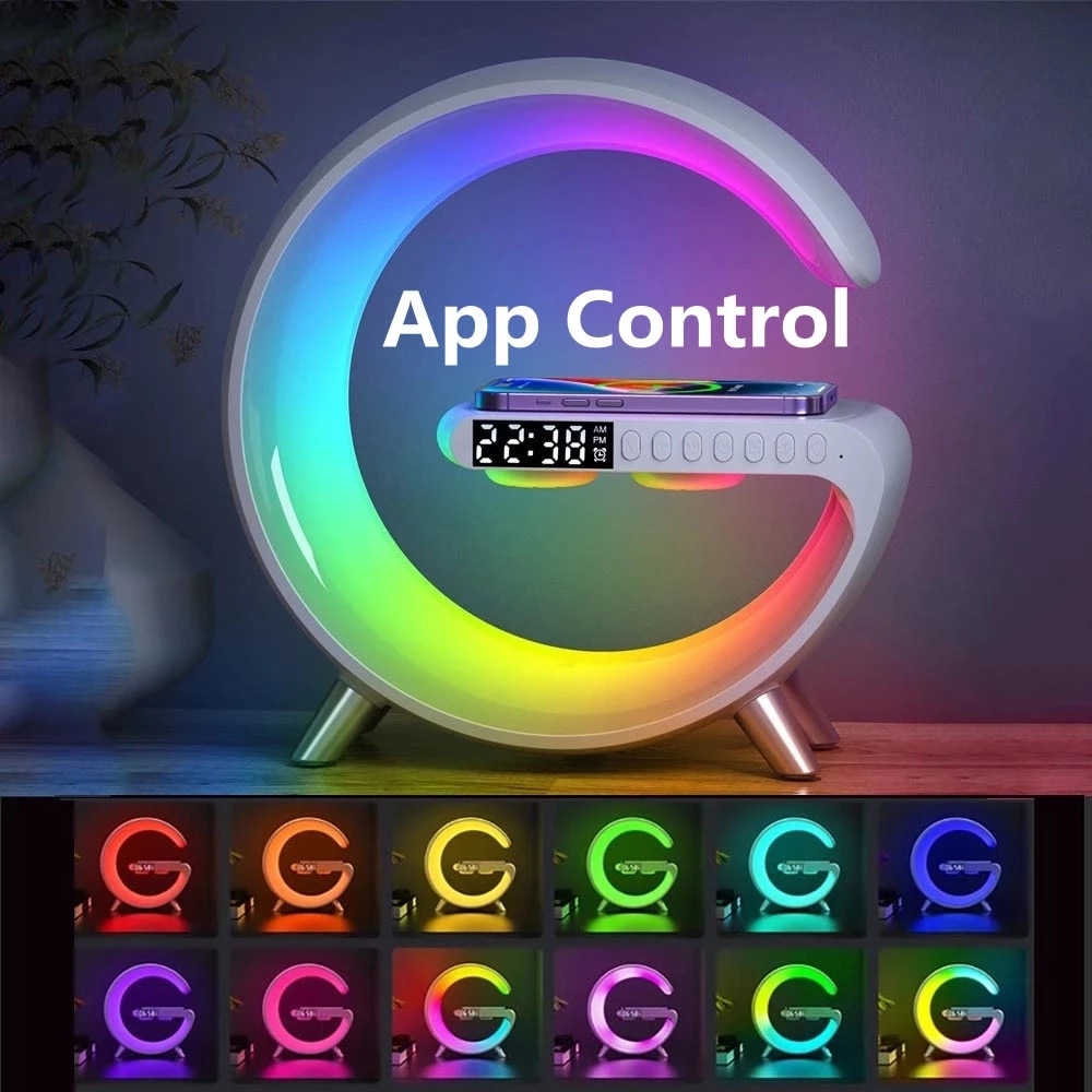 Multifunctional-Wireless-Charger-Alarm-Clock-Speaker-APP-Control-RGB-Night-Light-Charging-Station-for-Iphone-11