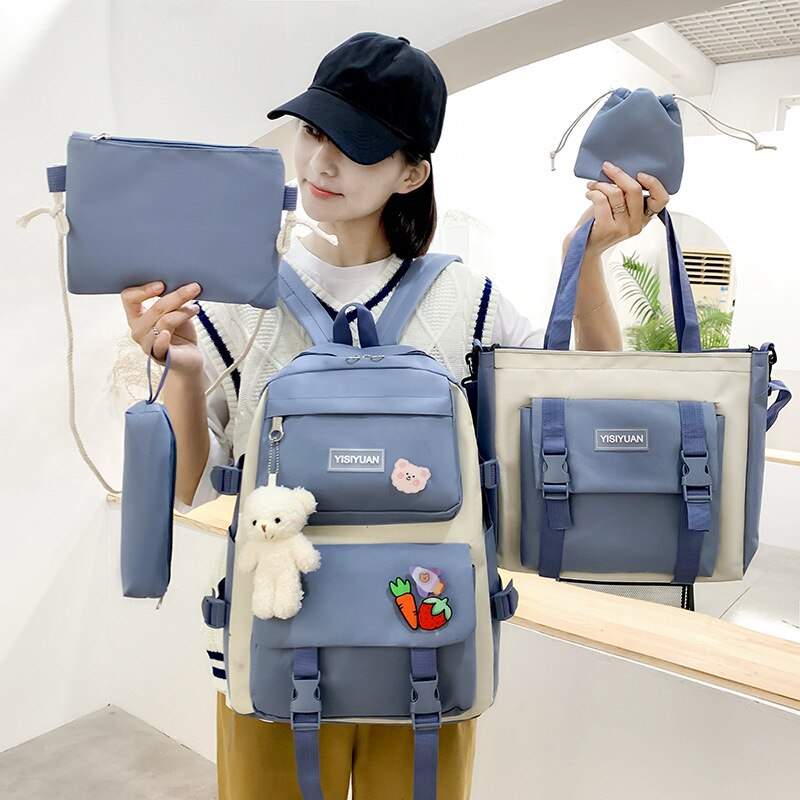 Trendy-Girl-Waterproof-Travel-Backpack-Fashion-Panelled-Nylon-Women-Backpack-Student-Shoulder-Bag-Korean-Style-Schoolbag-1