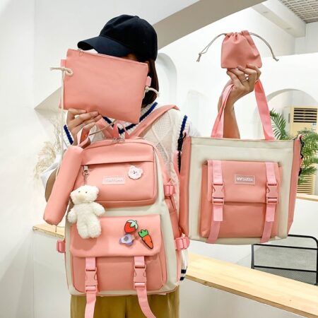 Trendy Girl Waterproof Travel Backpack Fashion Panelled Nylon