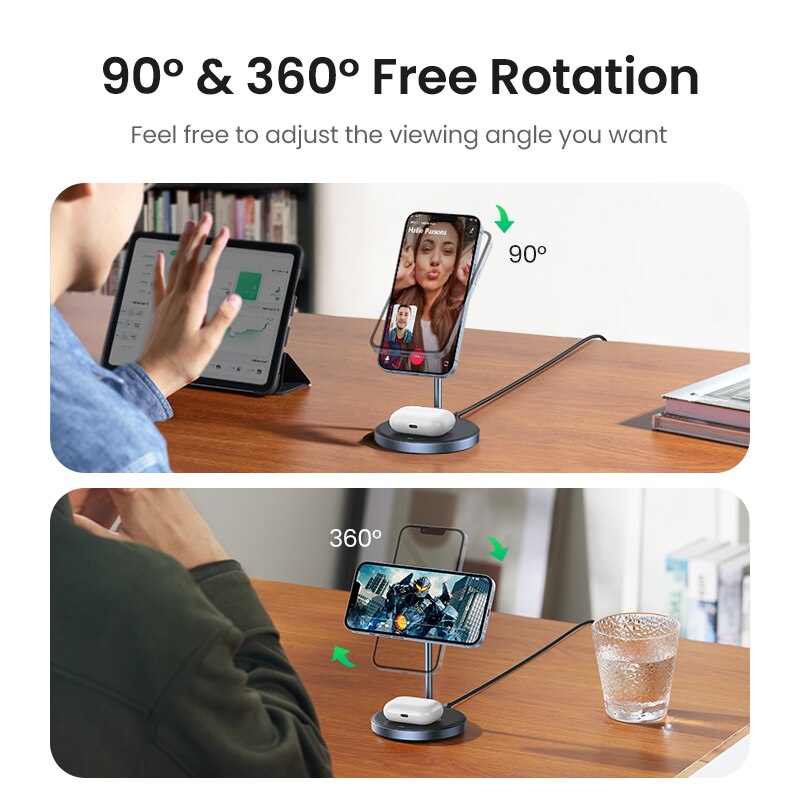 UGREEN-Magnetic-Wireless-Charging-Stand-20W-Max-Power-2-in-1-Charging-Stand-For-iPhone-14-4