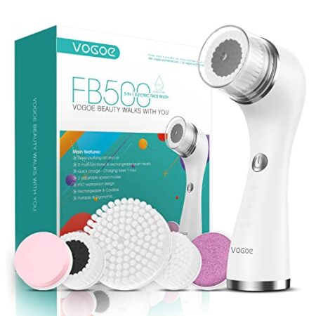 VOGOE Facial Cleansing Brush Rechargeable, Spin Face Wash Brush IPX7 Waterproof Electric Face Scrubber Exfoliator, 3…