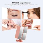 WEILY-Makeup-Mirror-with-21-LED-LightsTwo-Power-Supply-Touch-Screen-and-1x2x3x-Magnification-Tri-Fold-Vanity-Mirror-Gift-for-WomenRose-Gold-0