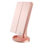 WEILY-Makeup-Mirror-with-21-LED-LightsTwo-Power-Supply-Touch-Screen-and-1x2x3x-Magnification-Tri-Fold-Vanity-Mirror-Gift-for-WomenRose-Gold-0