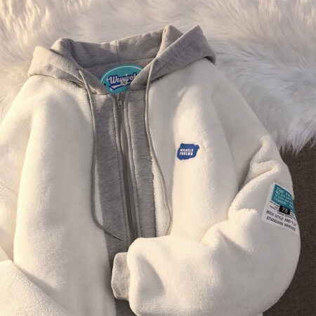 Winter Lamb Wool Sweatshirt Women Casual Thick Warm Loose Padded