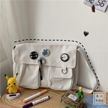 Women Simple Crossbody Bag Black And White Harajuku Cute Student