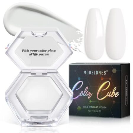 modelones Gel Nail Polish, White Solid Gel Polish 1 PCS 3g Neutral Pudding Gel Upgraded Crème Manicure Palette Soak Off…